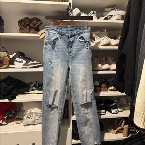 Blank NYC Light Blue Distressed Straight-Leg Jeans